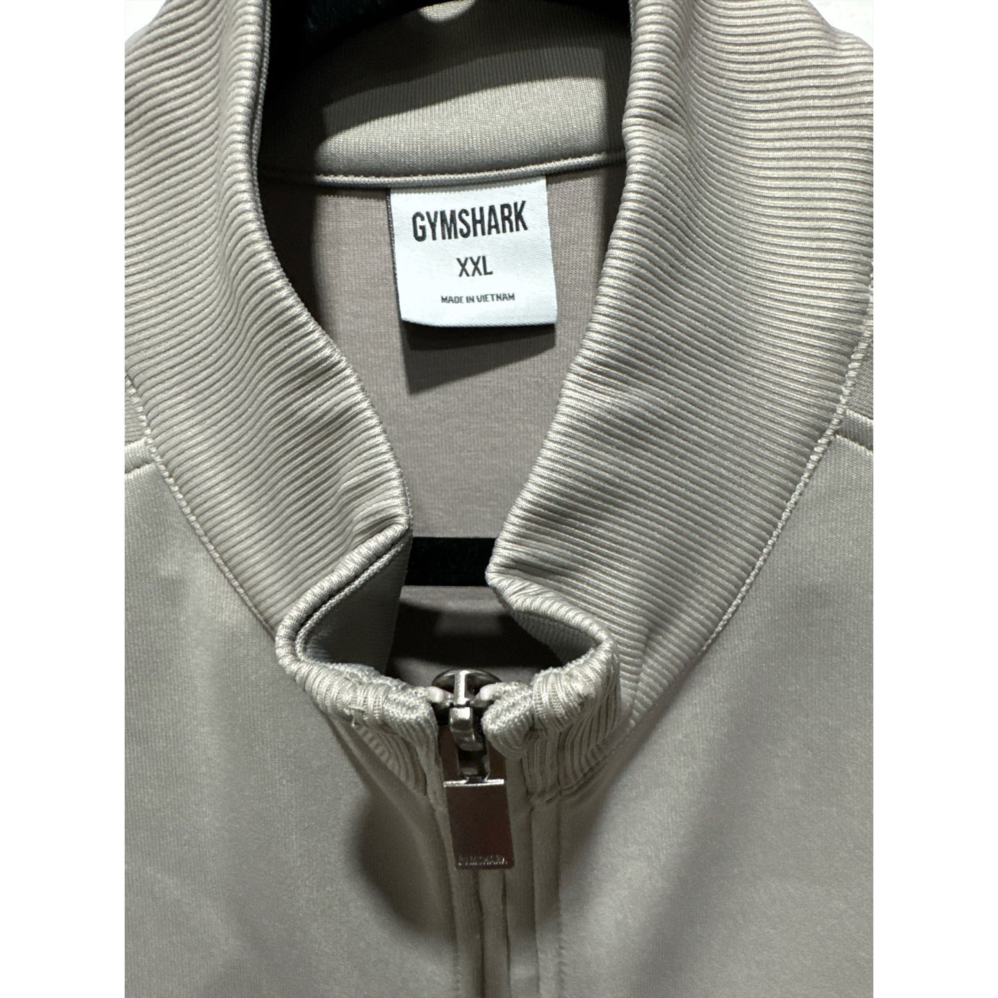 Gymshark Men's Track Jacket XXL Mushroom Grey Full Zip Athletic Top