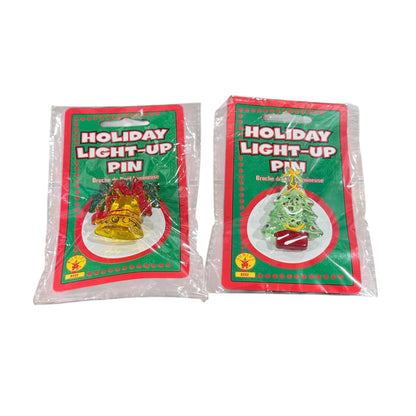 Holiday Light-Up Pin Christmas Tree & Bell Design Set Of 2 By Rubies