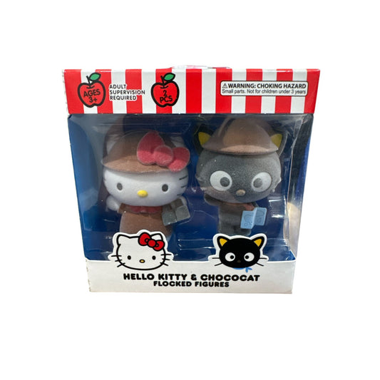 Hello Kitty & Chococat Flocked Figures 2-Piece Set Ages 3+ By Sanrio Safari Suit Design Collectible Toys