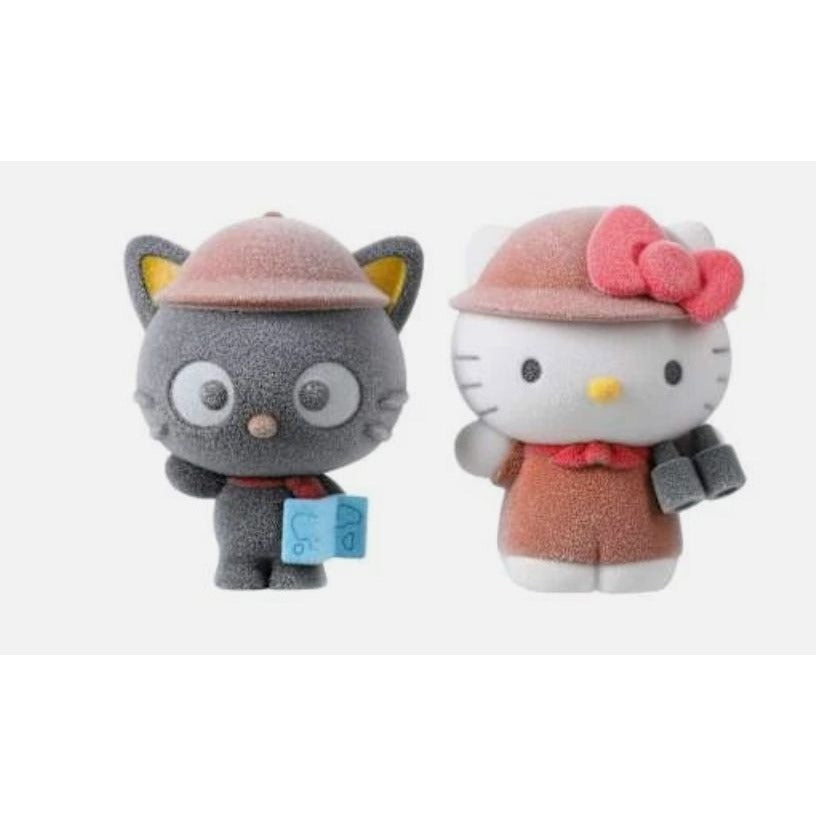 Hello Kitty & Chococat Flocked Figures 2-Piece Set Ages 3+ By Sanrio Safari Suit Design Collectible Toys