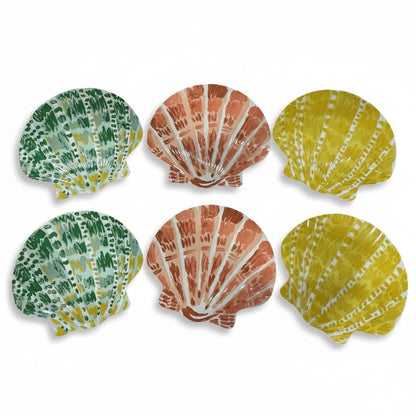 6pk Threshold Appetizer Sea Shell Shaped Plates Various Colors Beach Coastal 8"