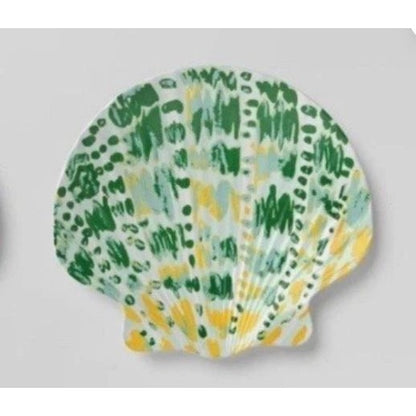 6pk Threshold Appetizer Sea Shell Shaped Plates Various Colors Beach Coastal 8"