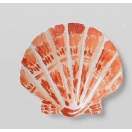 6pk Threshold Appetizer Sea Shell Shaped Plates Various Colors Beach Coastal 8"
