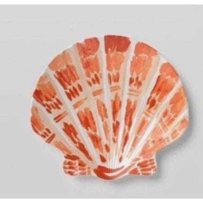 6pk Threshold Appetizer Sea Shell Shaped Plates Various Colors Beach Coastal 8"