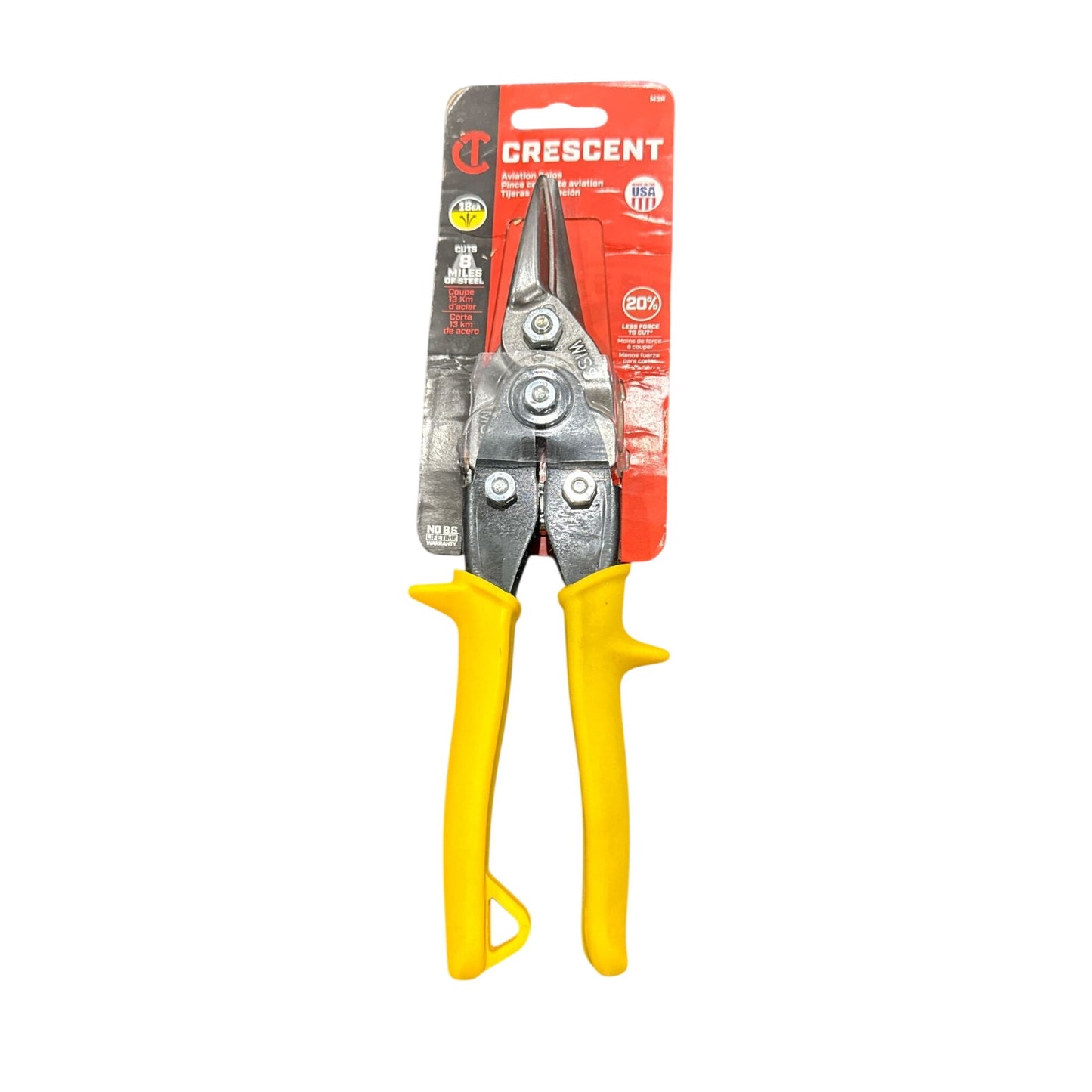 Crescent Aviation Snips With Yellow Ergonomic Handles For Cutting Sheet Metal