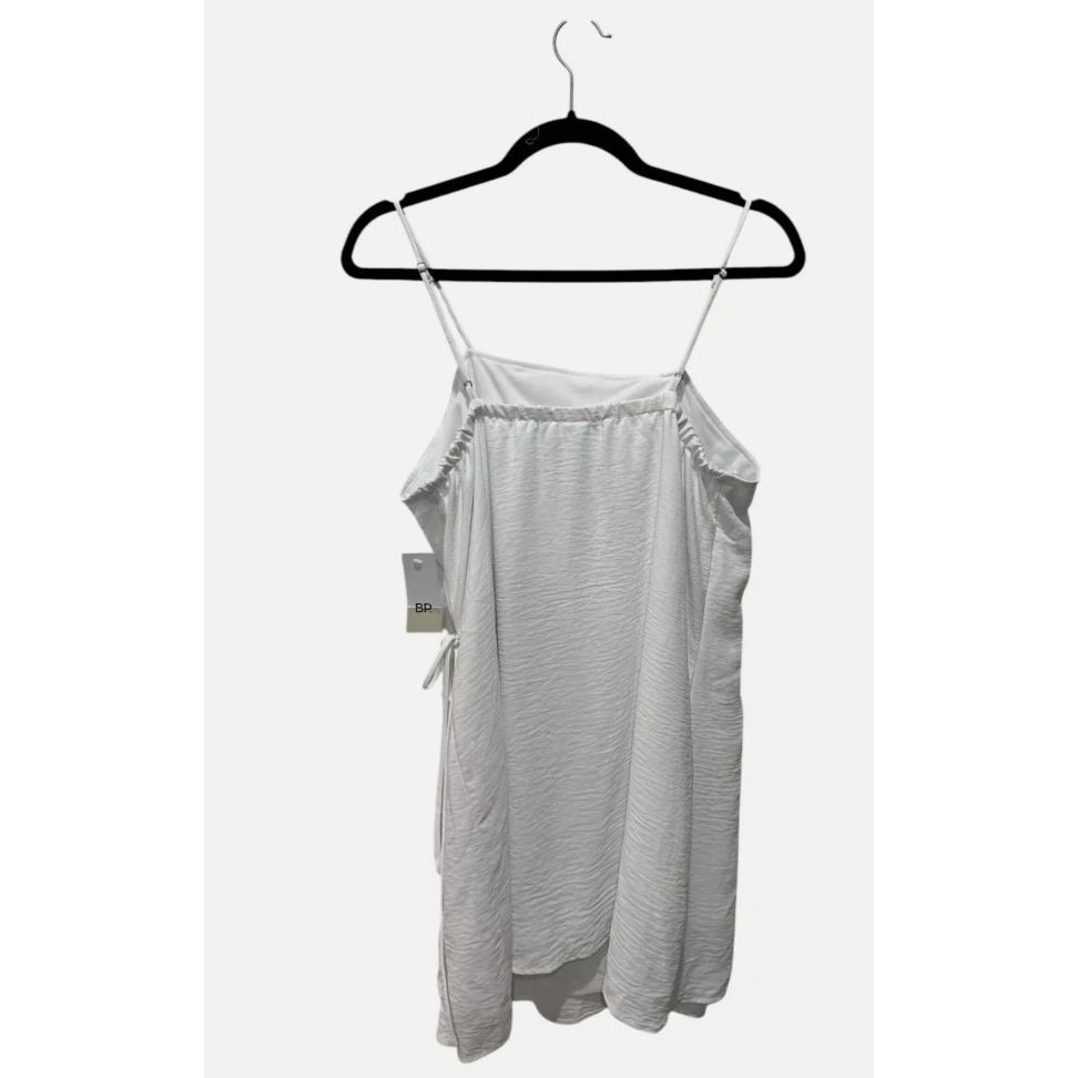 BP. White Sleeveless Draped Mini Dress With Adjustable Spaghetti Straps - Size M