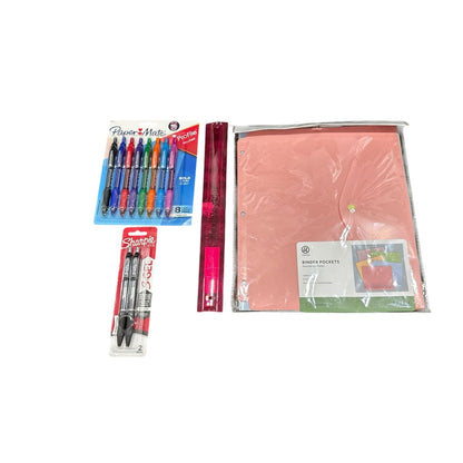 Back-To-School Supply Set With Binder Pockets, Sharpie Gel Pens, Paper Mate Pens, & Ruler