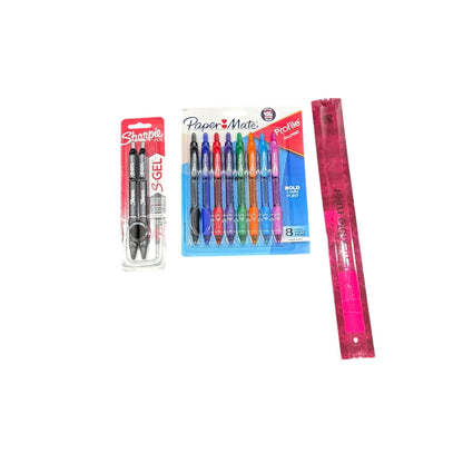 Back-To-School Supply Set With Binder Pockets, Sharpie Gel Pens, Paper Mate Pens, & Ruler