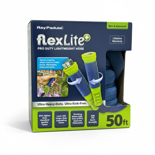 Ray Padula FlexLite+ Pro Duty Lightweight Hose 50 Ft BPA-Free Lead-Free 600 PSI Burst Strength