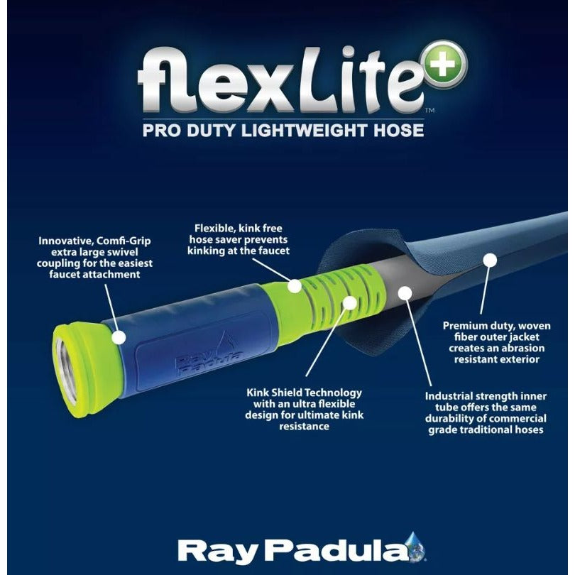Ray Padula FlexLite+ Pro Duty Lightweight Hose 50 Ft BPA-Free Lead-Free 600 PSI Burst Strength