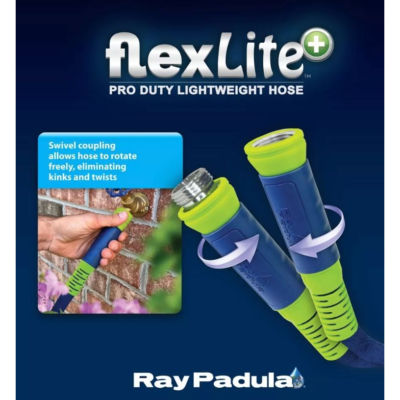 Ray Padula FlexLite+ Pro Duty Lightweight Hose 50 Ft BPA-Free Lead-Free 600 PSI Burst Strength