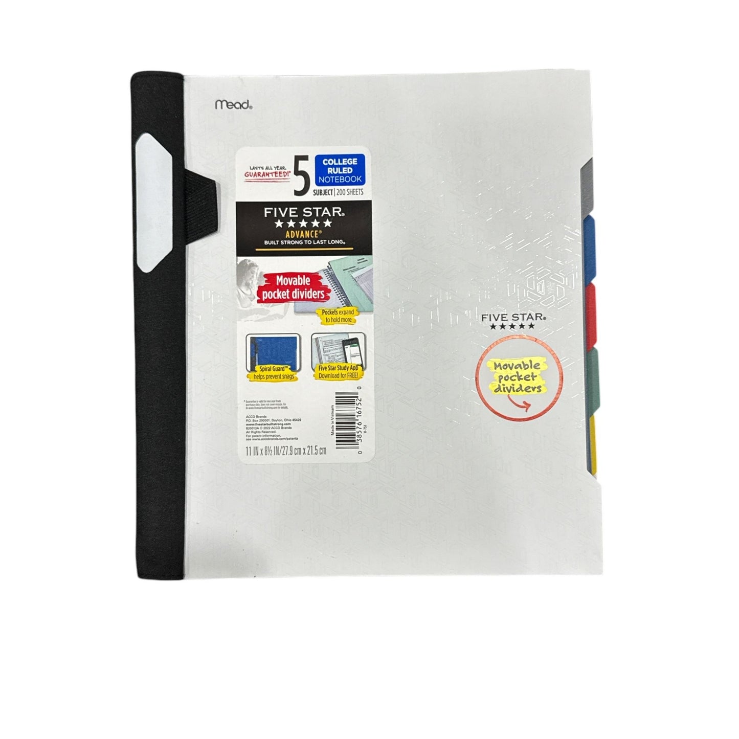 Five Star 1 Subject Graph Notebooks, Advance 5 Subject College Ruled Notebook, & 7-Pocket Zipper Customizable Expanding File