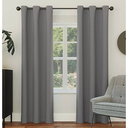 Sun Zero Gray Blackout Curtain Panels With Grommets - Set Of 2 40" X 63" Energy Efficient Light Blocking
