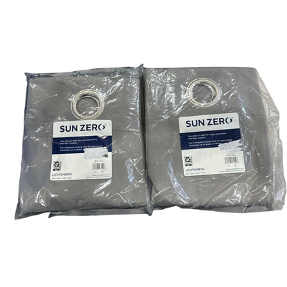 Sun Zero Gray Blackout Curtain Panels With Grommets - Set Of 2 40" X 63" Energy Efficient Light Blocking