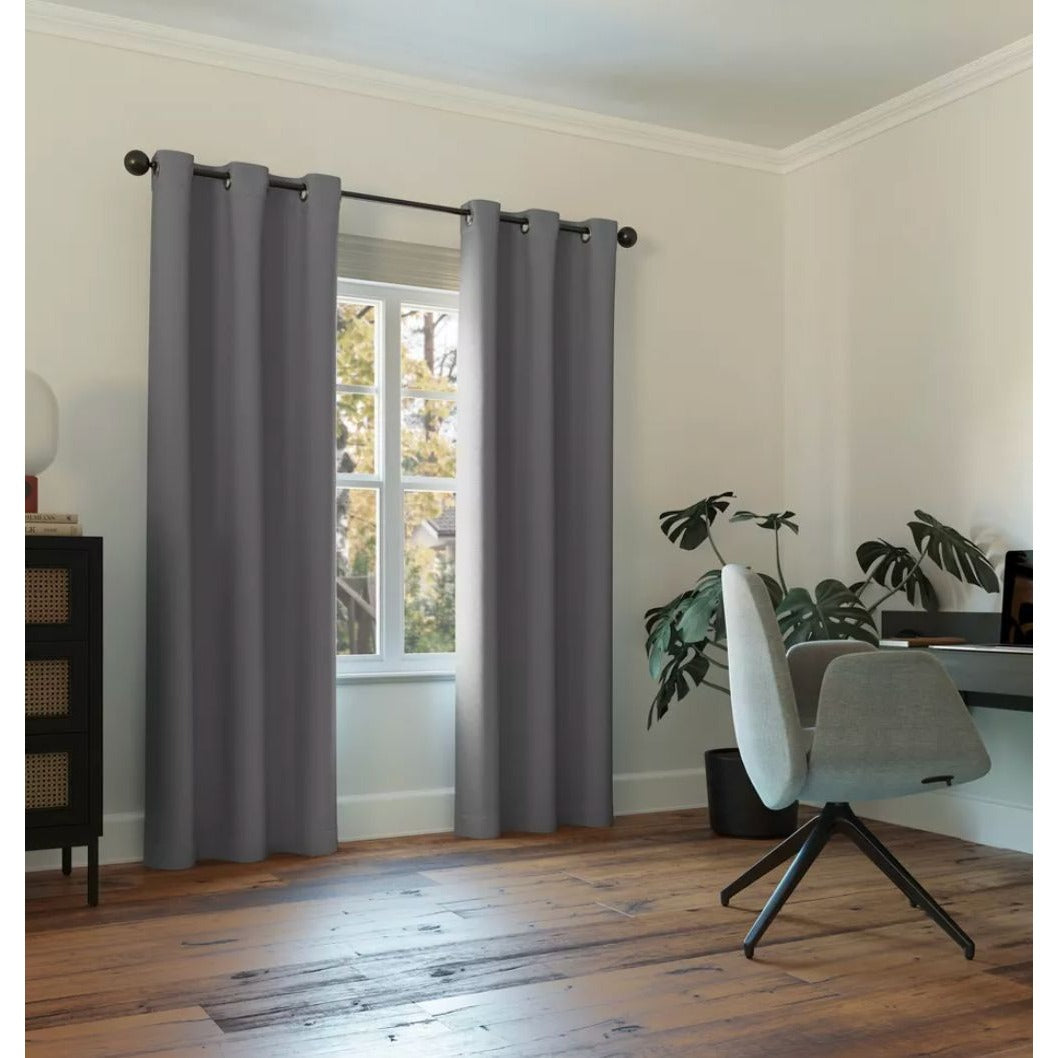 Sun Zero Gray Blackout Curtain Panels With Grommets - Set Of 2 40" X 63" Energy Efficient Light Blocking