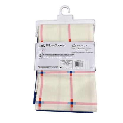 Room Essentials Body Pillow Covers 2-Pack Multicolor Plaid & Blue 20" X 52" Recycled Polyester Machine Washable