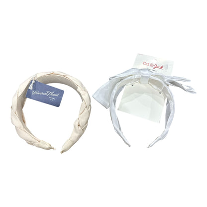 Universal Thread & Cat & Jack Headbands Set Cream Braided & White Bow Women's & Girls Hair Accessories