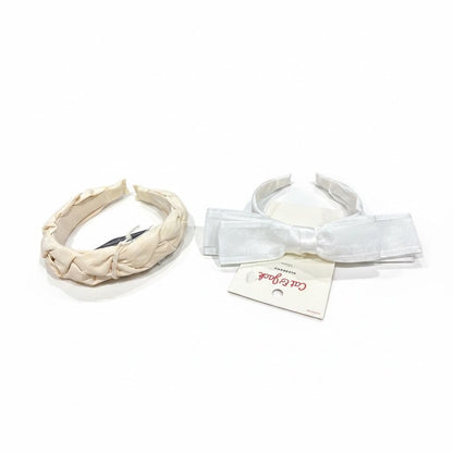 Universal Thread & Cat & Jack Headbands Set Cream Braided & White Bow Women's & Girls Hair Accessories