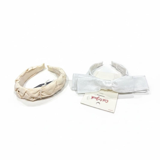 Universal Thread & Cat & Jack Headbands Set Cream Braided & White Bow Women's & Girls Hair Accessories
