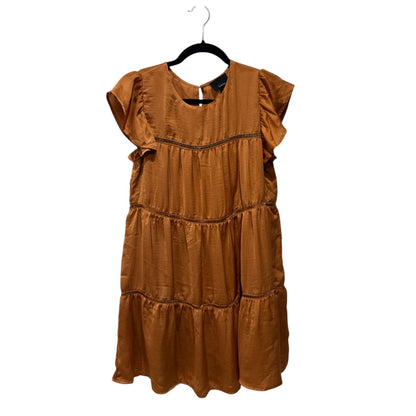 Lumière Women's Tiered Ruffle Mini Dress In Rust Orange Size Small Polyester/Rayon Blend