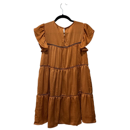 Lumière Women's Tiered Ruffle Mini Dress In Rust Orange Size Small Polyester/Rayon Blend