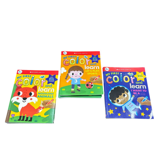 Set of 21 My First Color And Learn Activity Books Woodland Animals, Sports, & Careers Scholastic Ages 3+ With Big Stickers