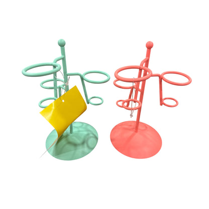 Sun Squad Ice Cream Cone Holder Stand Mint & Coral Metal Set Of 2