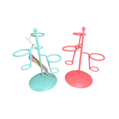 Sun Squad Ice Cream Cone Holder Stand Mint & Coral Metal Set Of 2