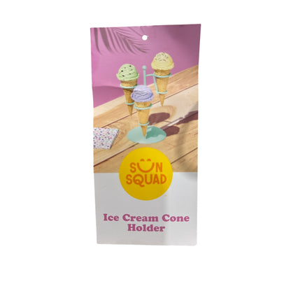 Sun Squad Ice Cream Cone Holder Stand Mint & Coral Metal Set Of 2