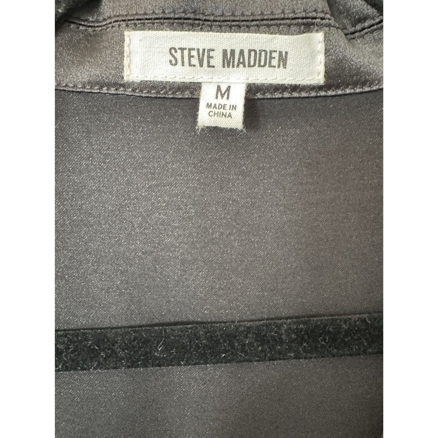 Steve Madden Women's Satin Long-Sleeve Mini Dress With Smocked Waistband Black Size Medium