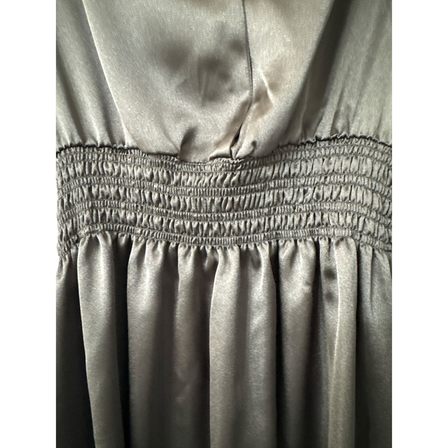 Steve Madden Women's Satin Long-Sleeve Mini Dress With Smocked Waistband Black Size Medium