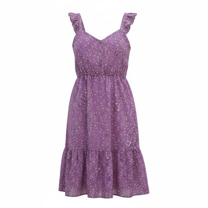 BB Dakota Steve Madden Purple Floral Ruffle Strap Midi Dress Size Small
