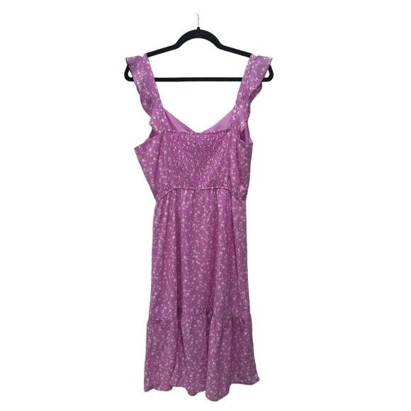 BB Dakota Steve Madden Purple Floral Ruffle Strap Midi Dress Size Small