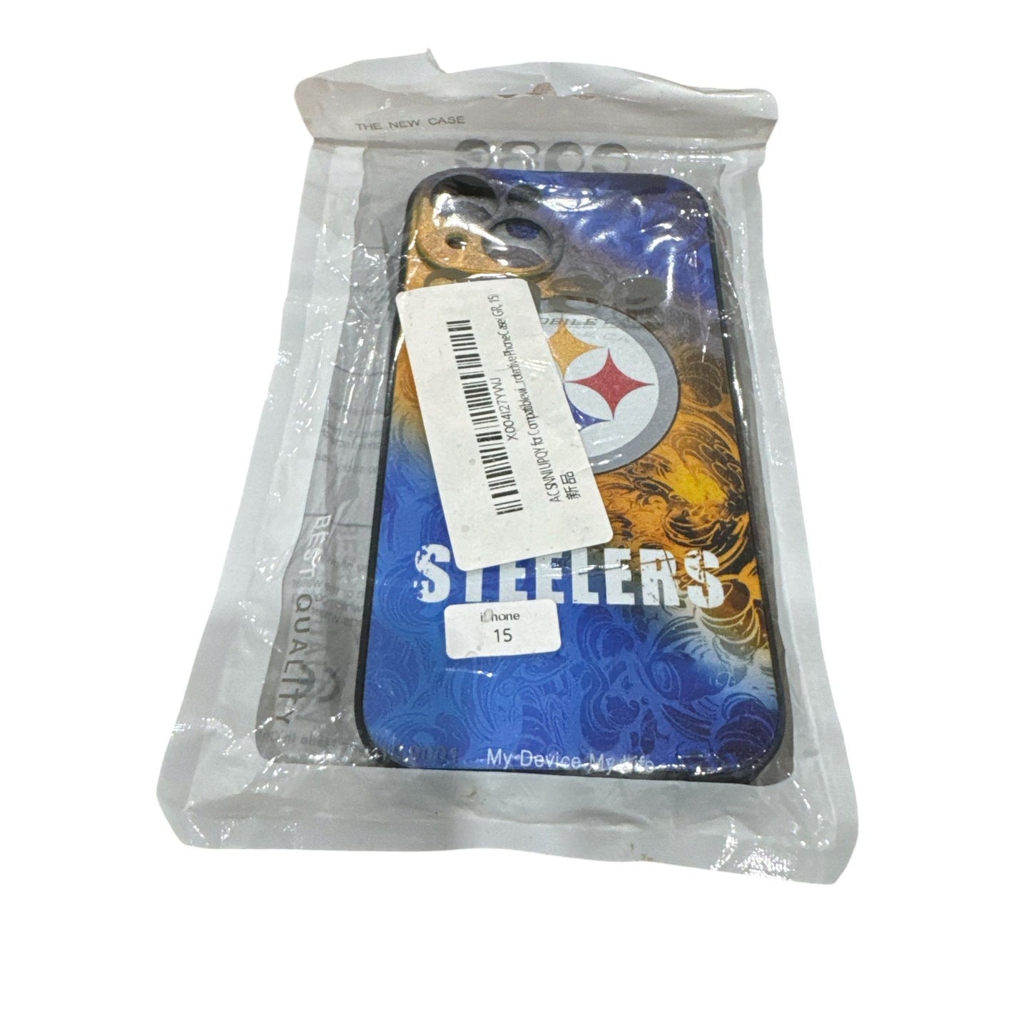 Steelers iPhone 15 Case With Yellow & Blue Gradient Swirl Design Durable TPU Precise Cutouts Slim Fit