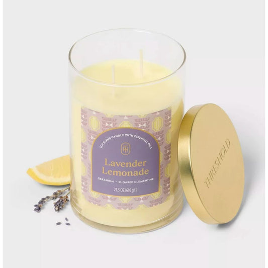 Lavender Lemonade Geranium Sugared Clementine Soy Blend Candle - 21.5 Oz Glass Jar - Threshold-LID NOT INCLUDED