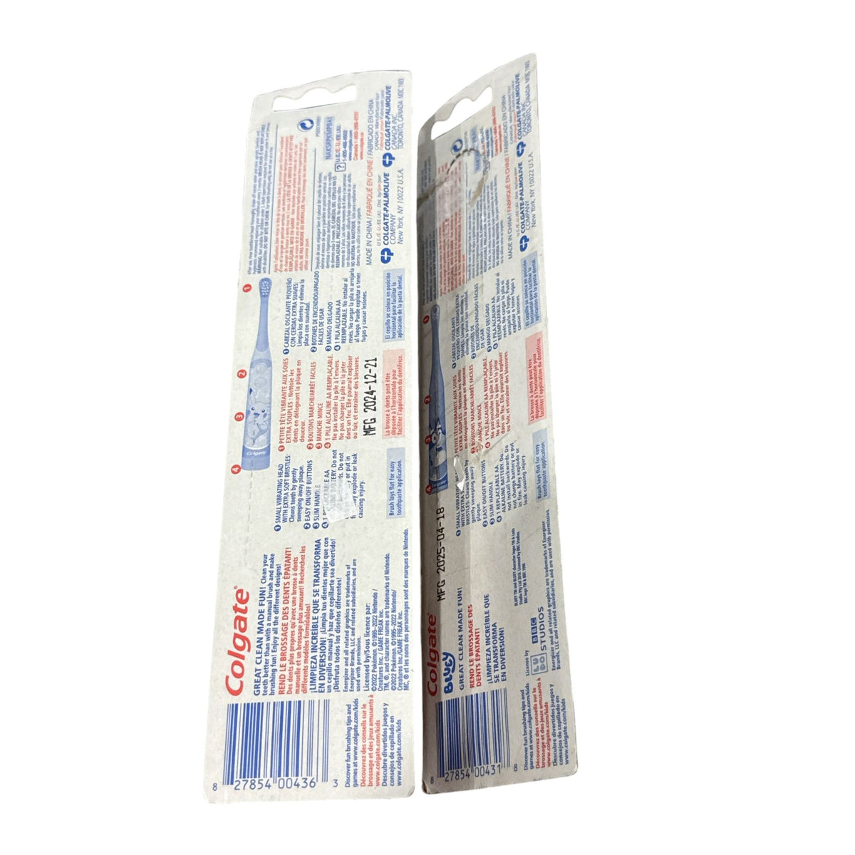 Colgate Sonic Powered Kids Toothbrushes Pokemon & Bluey Designs Extra Soft 2-Pack