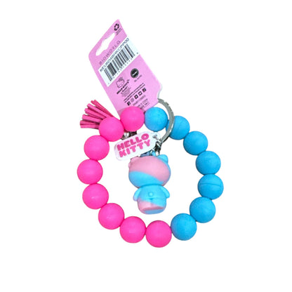 Hello Kitty Pink & Blue Beaded Keychain Bracelet With Tassel & Charm