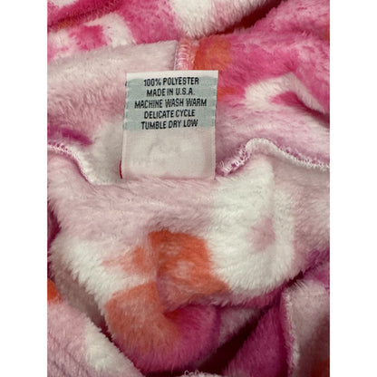 Made With Love And Kisses Girls Fleece Hoodie 8-10 Pink & Orange Lips Pattern Cozy Pullover USA-Made