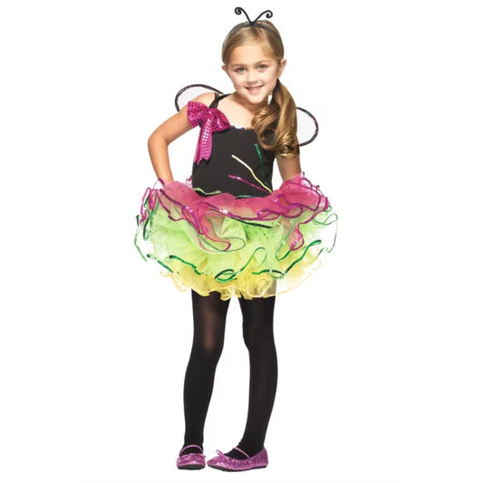 Enchanted Costumes Rainbow Bug 3-Piece Kids Costume - Size XS/XP (3-4) Includes Dress, Wings & Headband