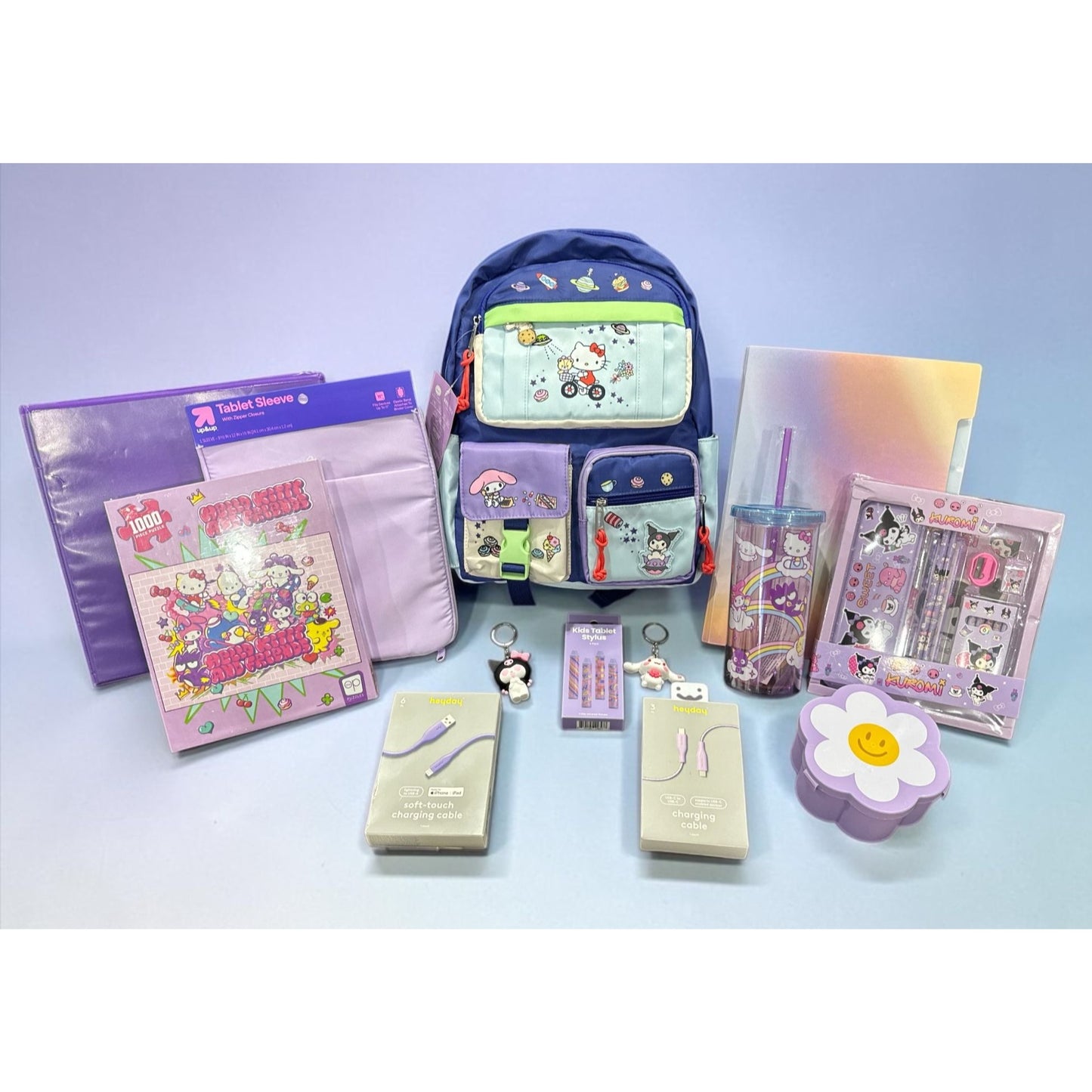 Sanrio Hello Kitty & Friends Space Multi-Pocket Full-Size Backpack & Accessories Bundle Gift Set