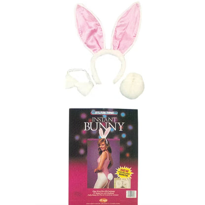 Instant Bunny Costume Kit With Ears Tail & Bow Tie One Size Fits All Fun World New