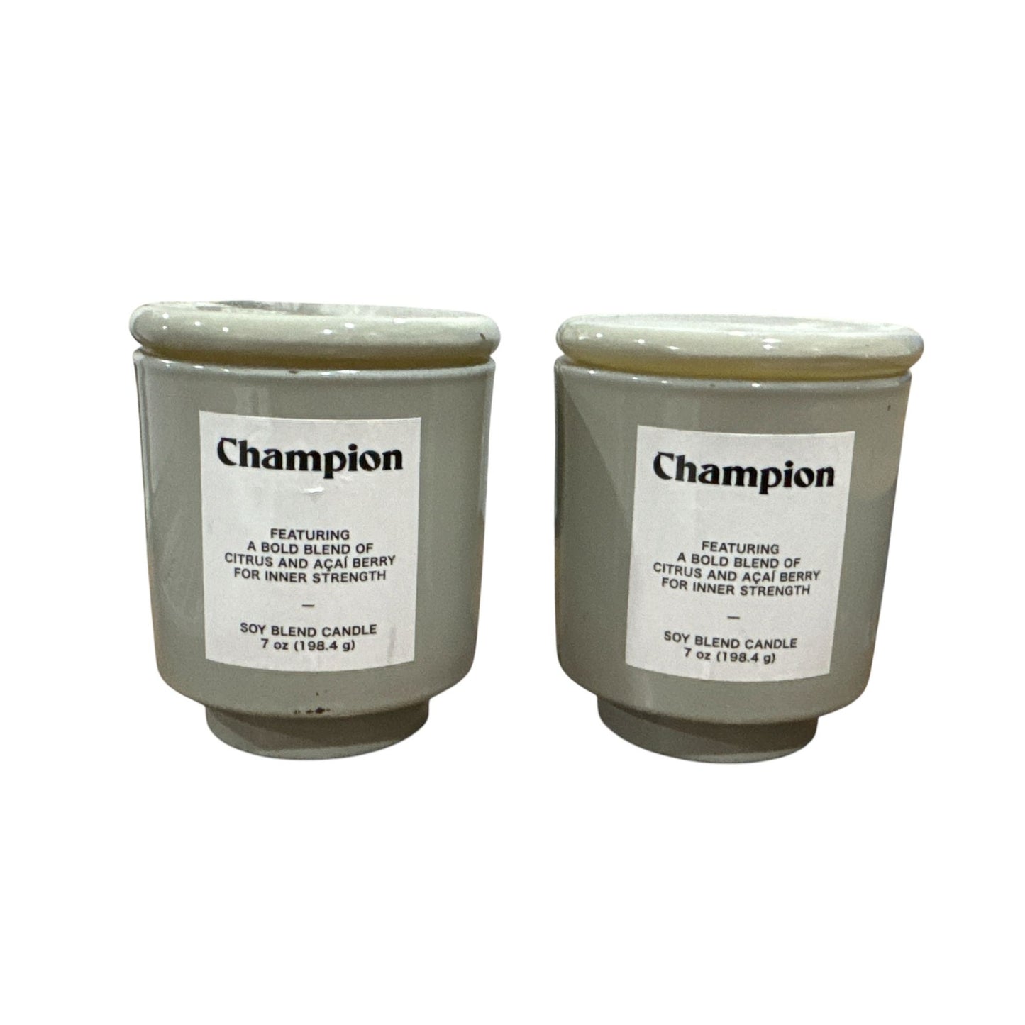 Set Of 2 Champion Soy Blend Candles Citrus & Acai Berry Scent With Lidded Glass Jar 7 Oz Each