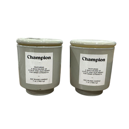 Set Of 2 Champion Soy Blend Candles Citrus & Acai Berry Scent With Lidded Glass Jar 7 Oz Each