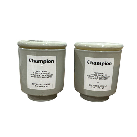Set Of 2 Champion Soy Blend Candles Citrus & Acai Berry Scent With Lidded Glass Jar 7 Oz Each