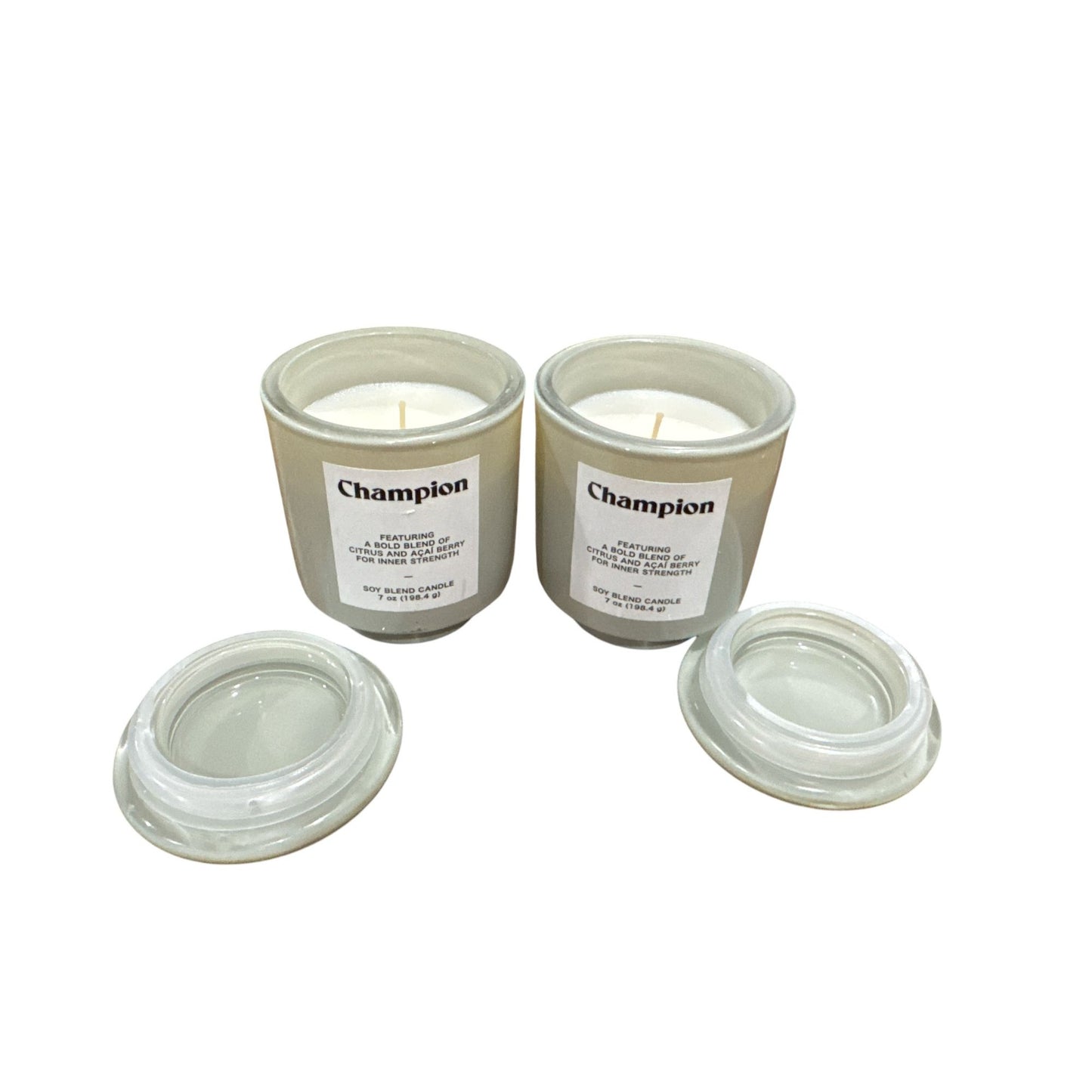 Set Of 2 Champion Soy Blend Candles Citrus & Acai Berry Scent With Lidded Glass Jar 7 Oz Each