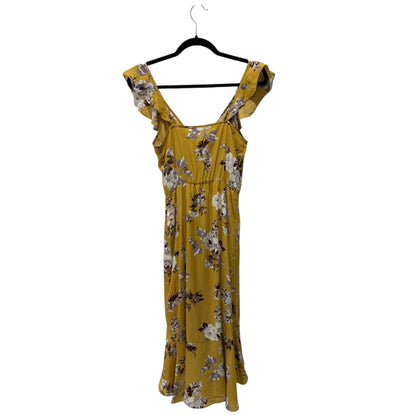 Floral Mustard Yellow Ruffle Wrap Dress XS By Socialite