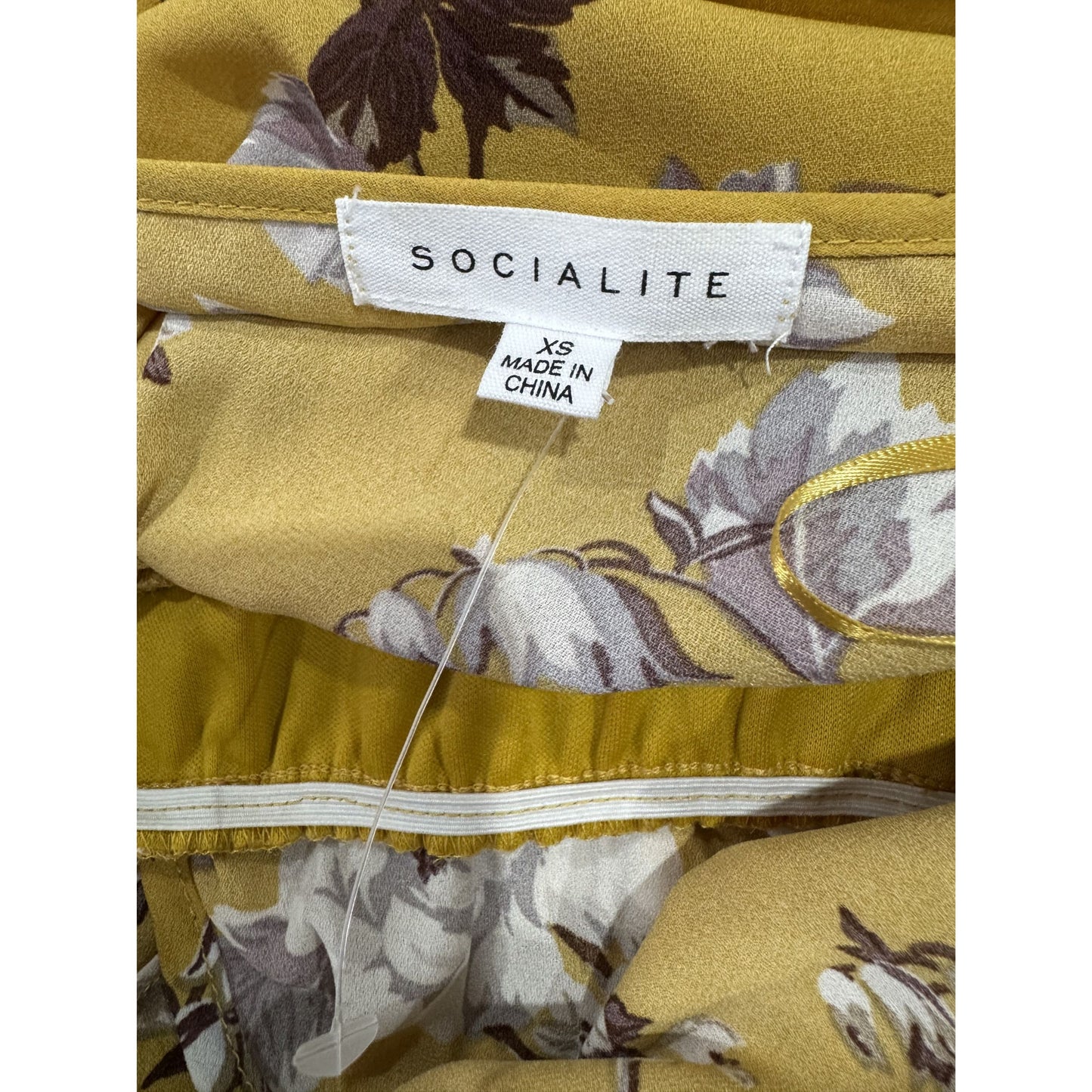 Floral Mustard Yellow Ruffle Wrap Dress XS By Socialite