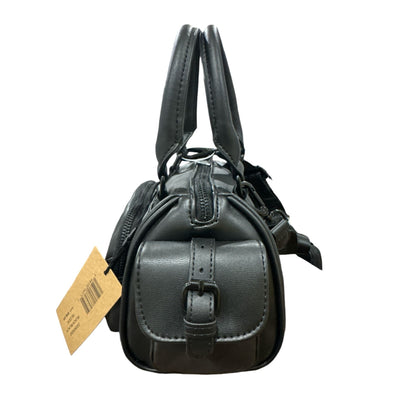 Steve Madden Black Faux Leather Mini Duffle Handbag With Detachable Strap