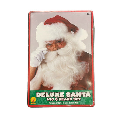 Deluxe Santa Wig & Beard Set Holiday Costume Accessory For Adults By Rubies White