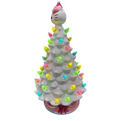 Hello Kitty Ceramic Christmas Tree With Multi-Color Lights 12" By Ikonic